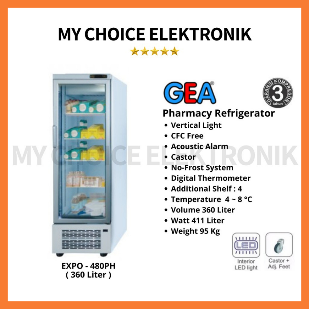 GEA EXPO-480PH Pharmacy Refrigeration / Vaccine Cooler / Kulkas Obat [LUAR KOTA]