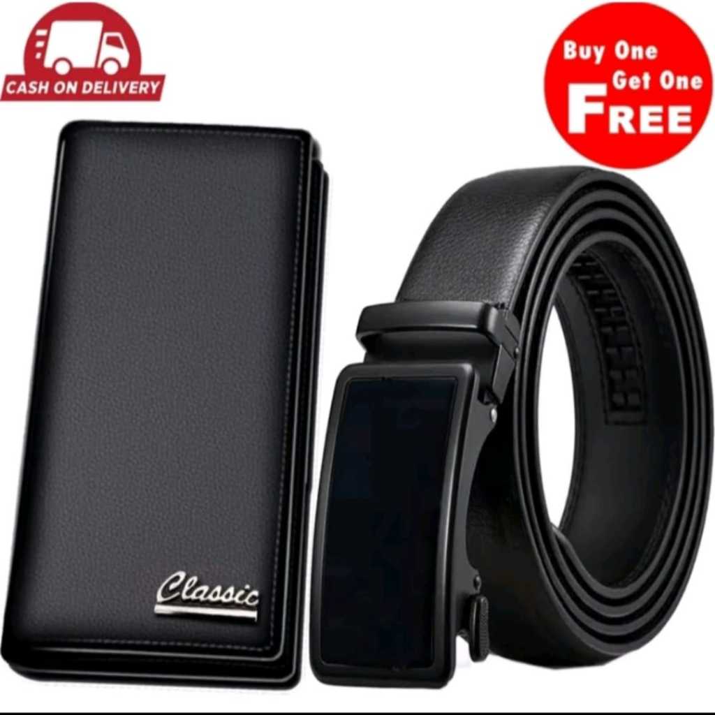 Beli 1 Gratis 1 Ikat pinggang Pria Rell Anti Gores sabuk rell anti gores + Dompet Panjang