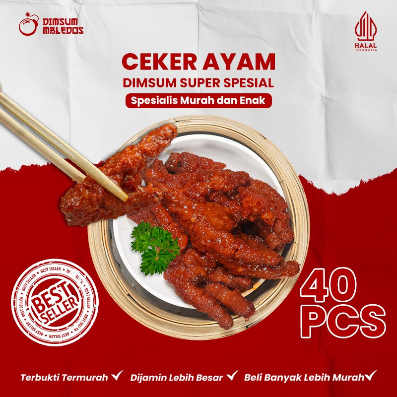 

Dimsum Ceker / Kaki Ayam isi 40pcs - Frozen Food Halal Mbledos Super Premium Grosir Pack