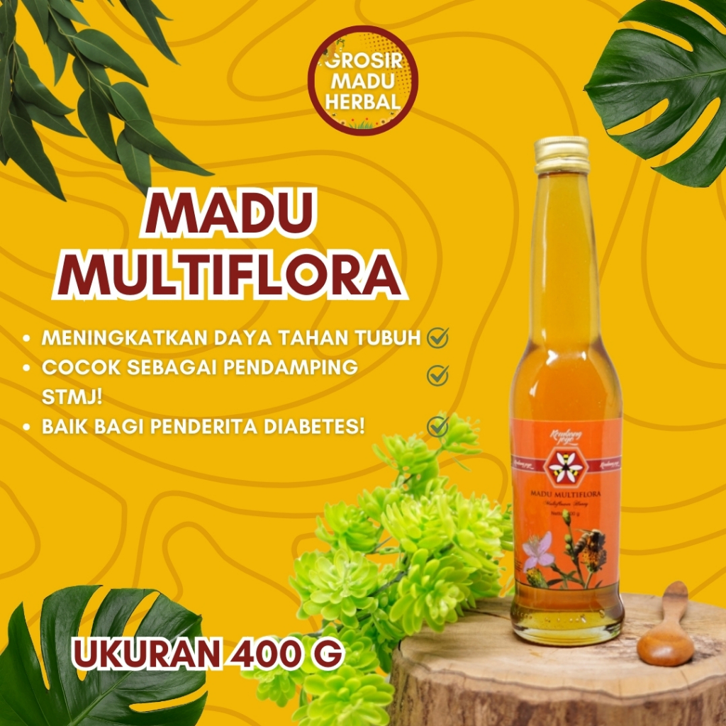 

MADU MULTIFLORA KEMBANG JOYO 400 G, MADU ASLI, MADU ALAMI, PURE HONEY