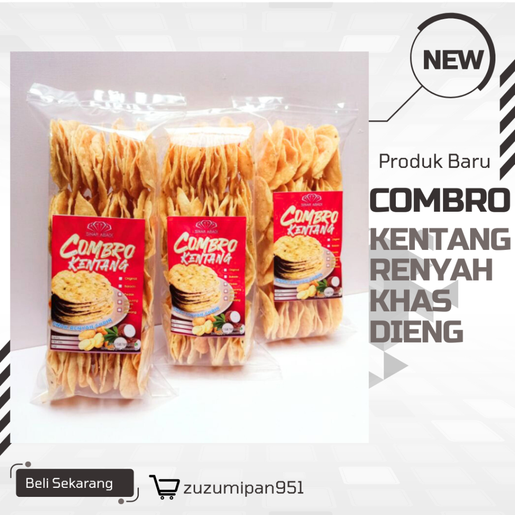 

CEMILAN TERMURAH|Combro kentang renyah khas lereng Dieng wonosobo @250 gram