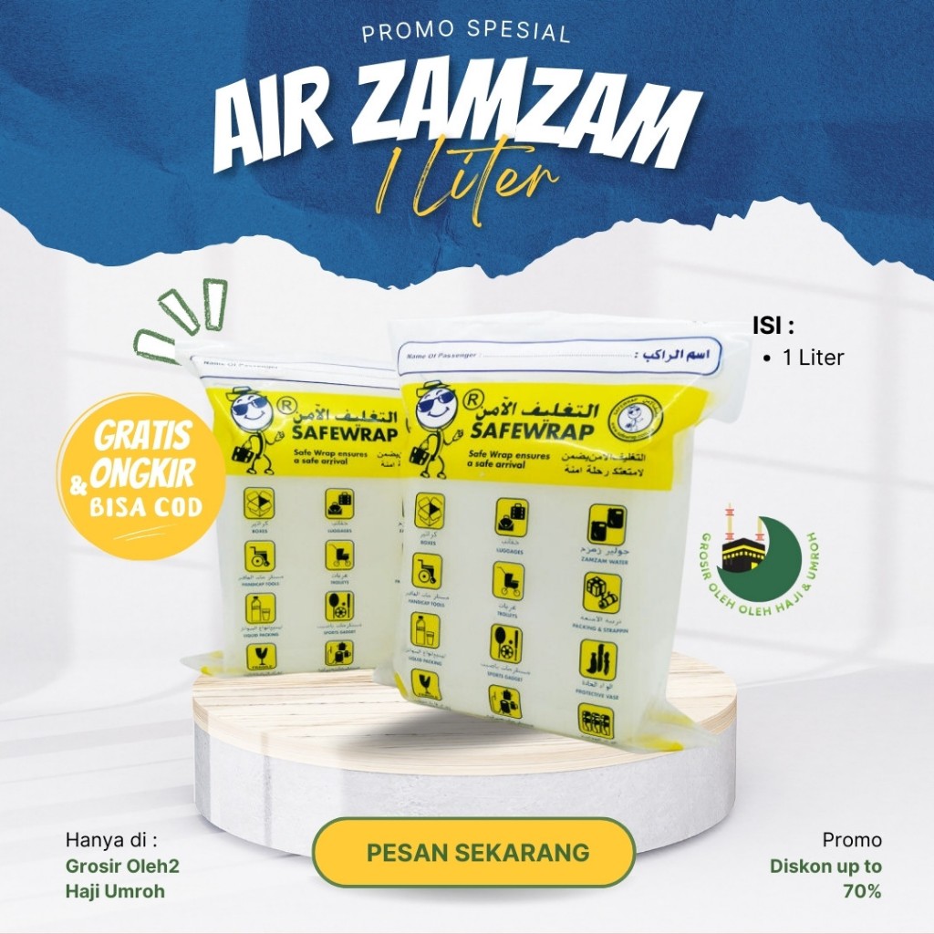 

Air Zamzam asli 100% 1 Liter Mekah Zam Zam Kemasan Jerigen 1 Liter Oleh Oleh Haji dan Umroh