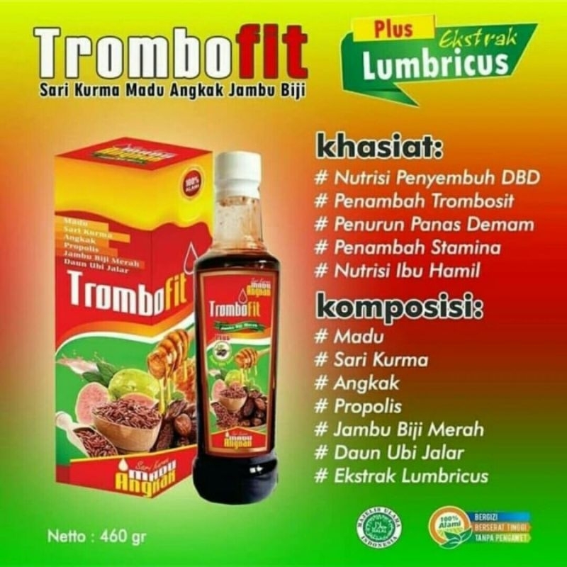 

Trombofit Sari Kurma Angkak Plus Extrac Lumbricus Untuk Typus DBD Daya Tahan Tubuh 470gr