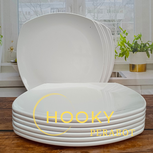 murah 6 Pcs piring kotak saji datar melamin piring melamin tebal putih