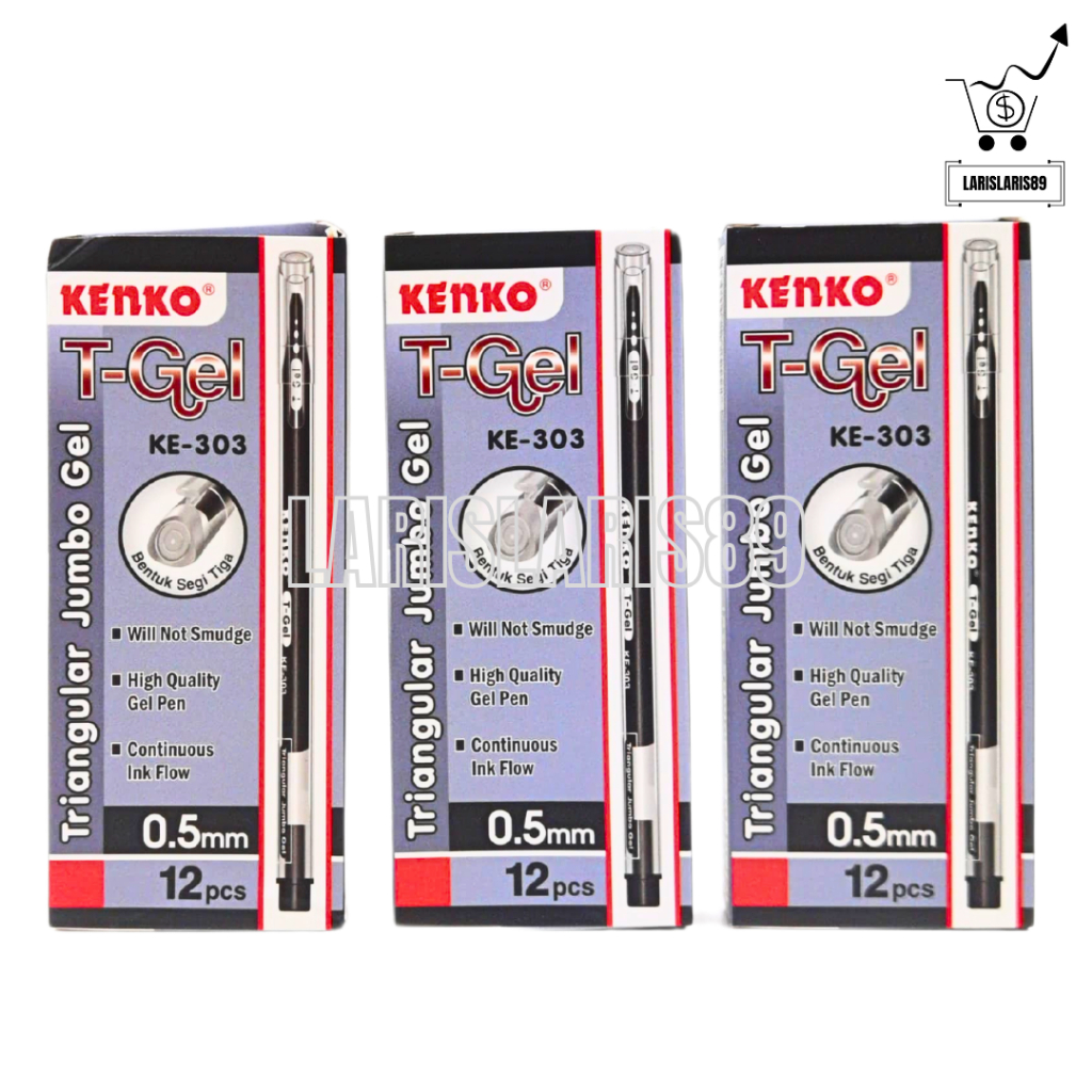 

Pulpen T-Gel KE-303 Kenko 0.5 mm - Triangular Jumbo Gel Pen - Ballpoint Bolpen Pena Tinta [PER LUSIN]