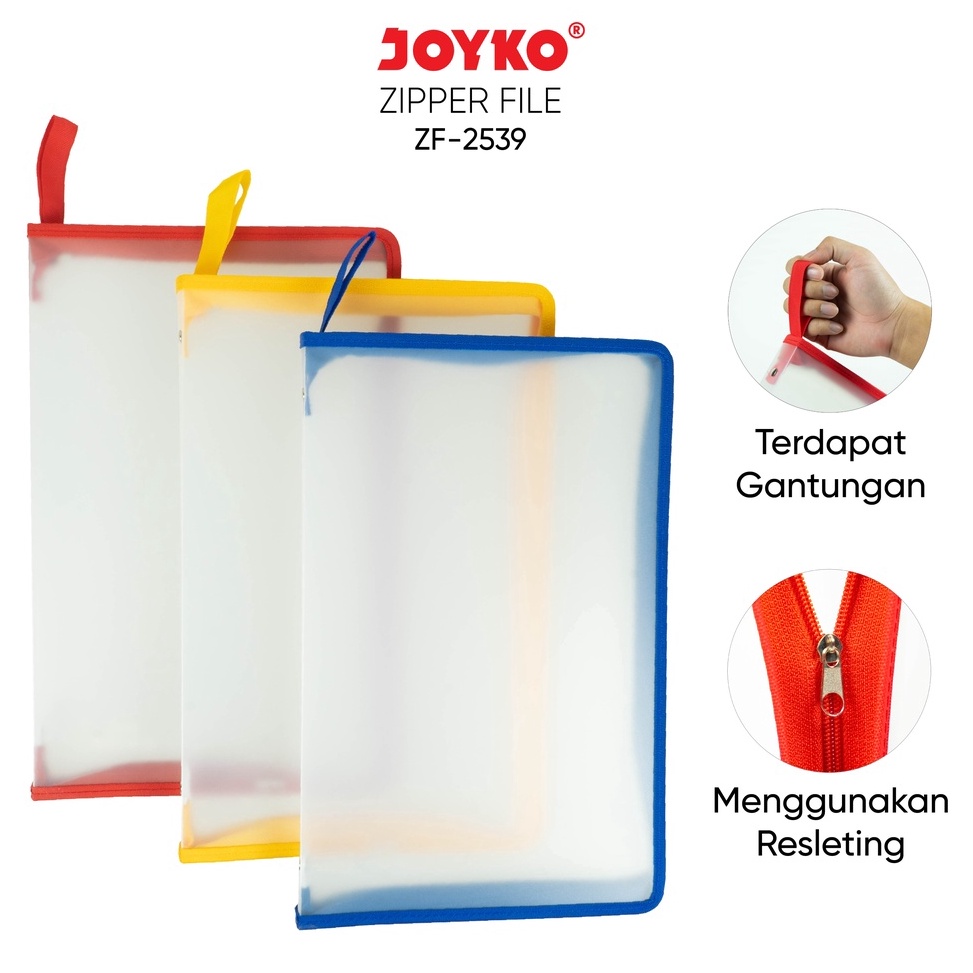 

KODE A14D Zipper File Map Plastik Resleting Joyko ZF2539 F4 Merah