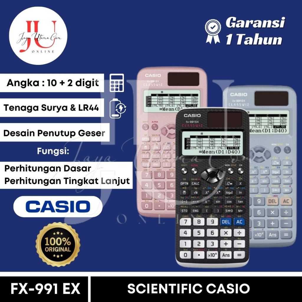 

HJK Kalkulator Scientific Casio FX-991EX / FX-991CW Kalkulator Ilmiah Original