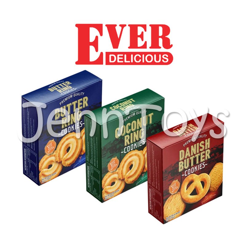 

Ever D.Cookies Danish Butter Coconut Ring Cookies Kemasan Box 95gr