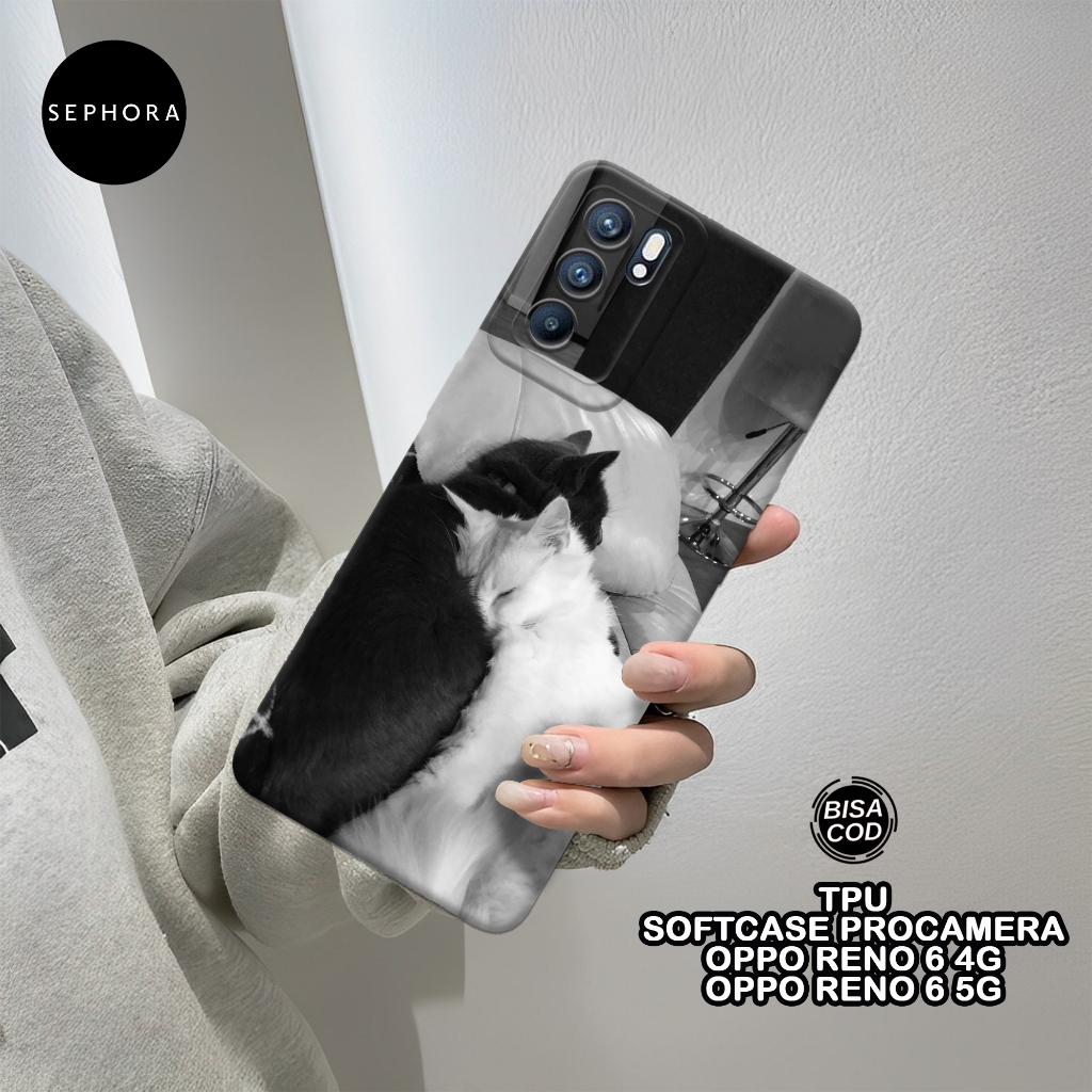 Softcase Oppo Reno 6 Terbaru - Fashion Case Kucing - Case Oppo Reno 6 - Case Pro Camera - Casing Opp