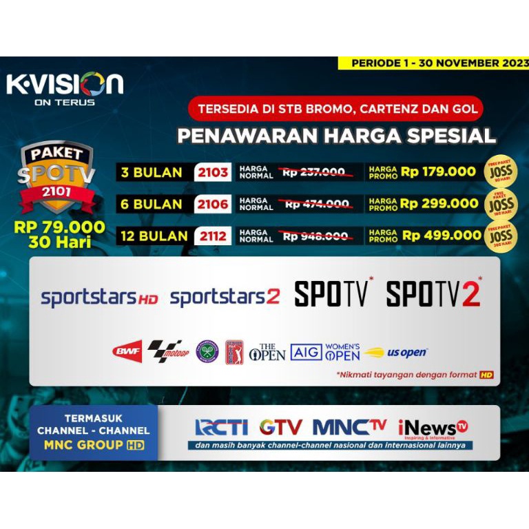 Paket SPOTV KVISION MotoGP Badminton K vision 3 HR