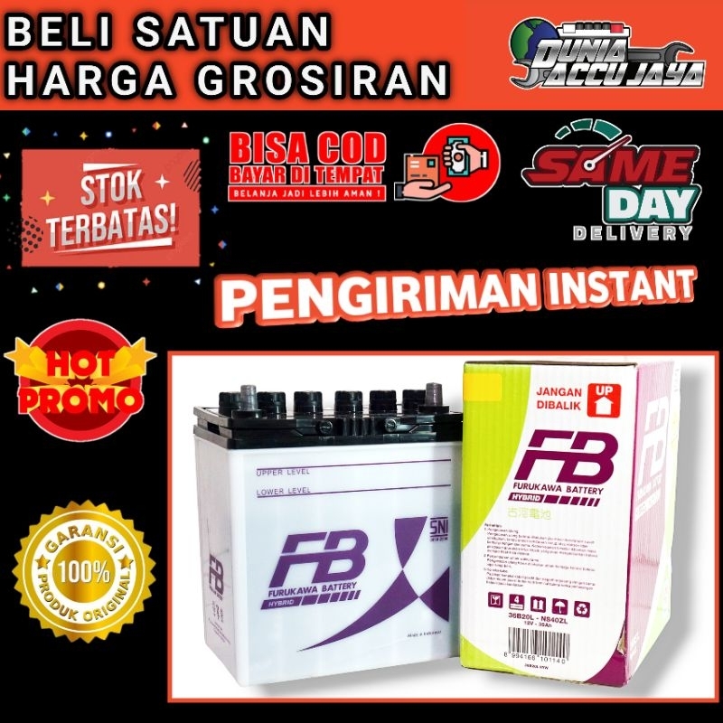 aki mobil basah( GARANSI 10 BULAN ) NS40ZL 36B20L 12v 35ah Furukawa battery HYBRID ORI OEM Corolla S
