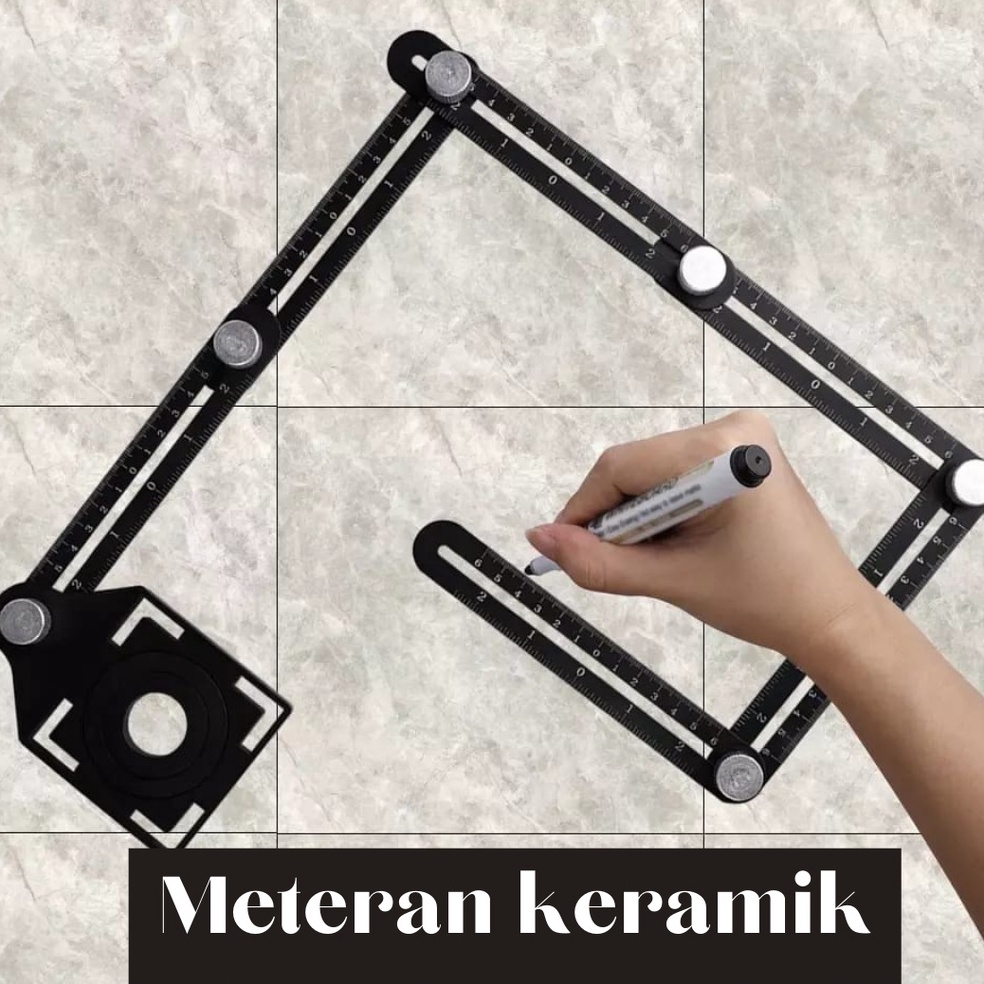 

KODE K48Q Penggaris Lipat 6 Sudut Siku Pola Multifungsi Template Alat Ukur Tukang Keramik Serbagunan Lubang