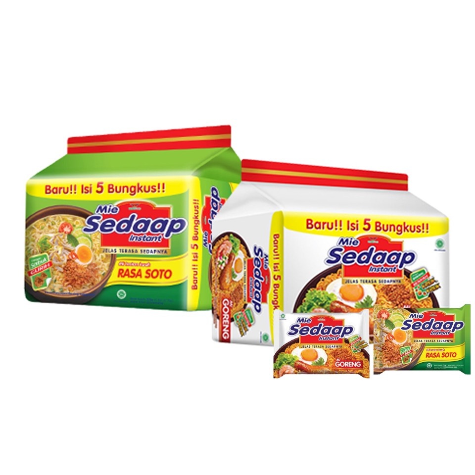 

Mie Sedaap Soto 75 gr isi 5 + Mie Sedaap Goreng 90 gr isi 5