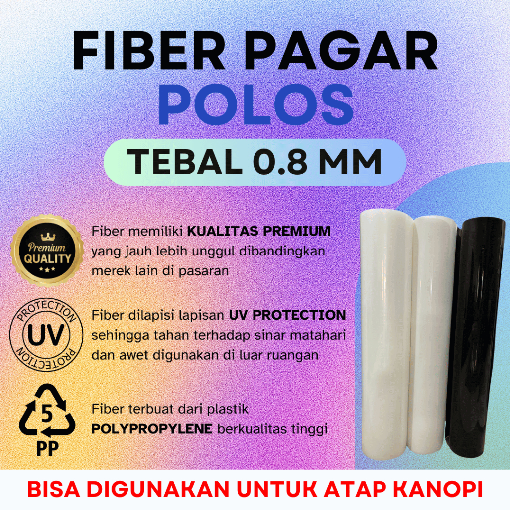 Fiber Penutup Pagar & Kanopi POLOS TEBAL 0.8mm Meteran