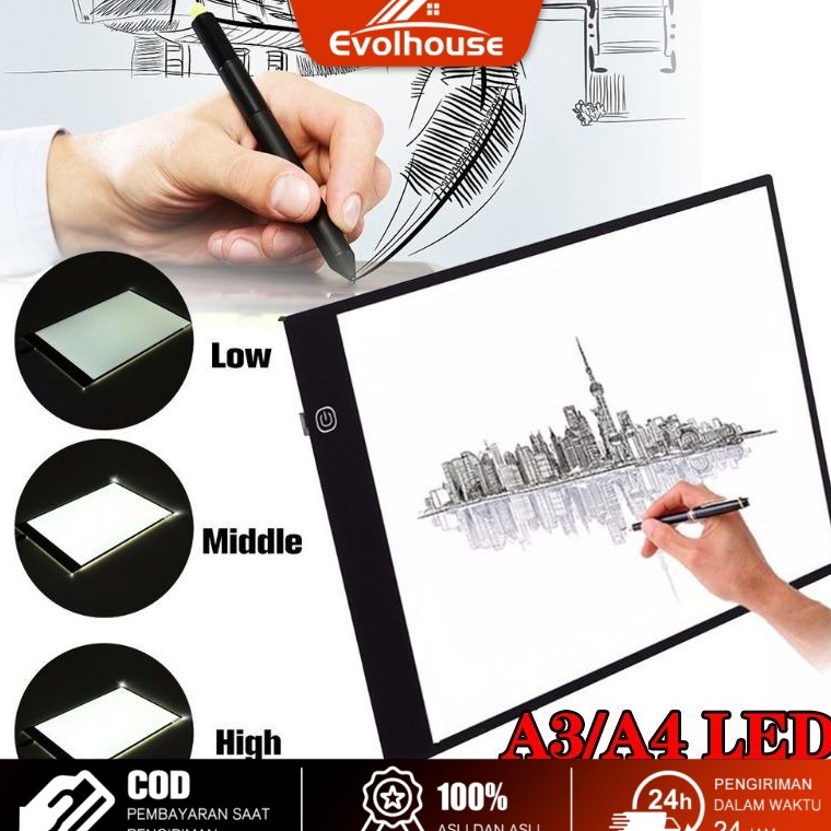 CODA2A3A4A5 LED Drawing Tracing Board Stensil Board LED Light Pad Papan Jiplak Gambar m NW2