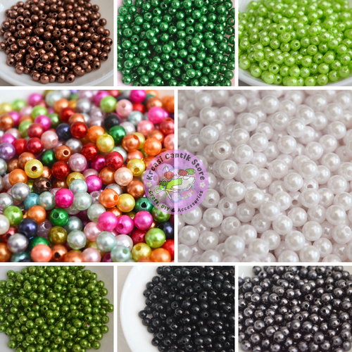 Manik-Manik/Manik Mutiara/ Mote Mutiara Ringan 6mm Warna-Warni