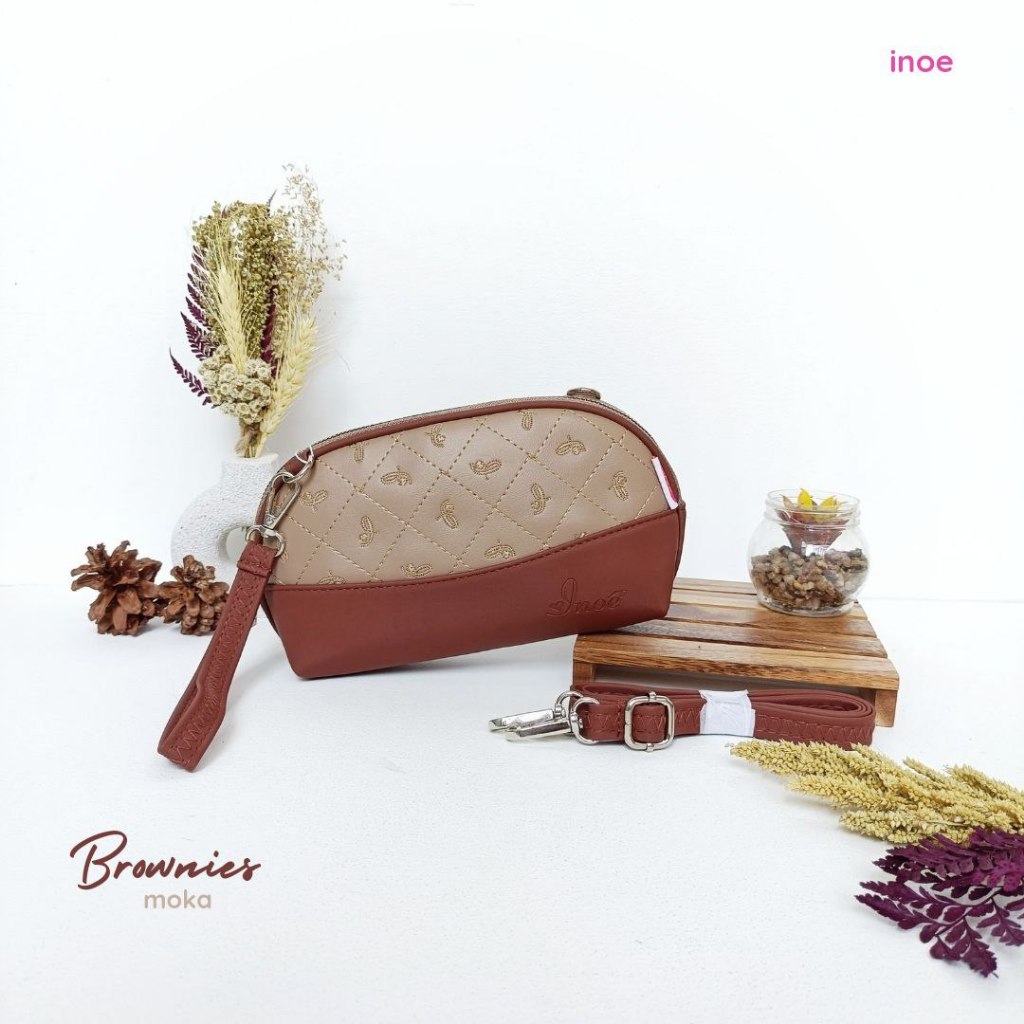 Tuhfah.co-BROWNIES By Inoe tas selempang slempang kukit motif bordir anti air wanita