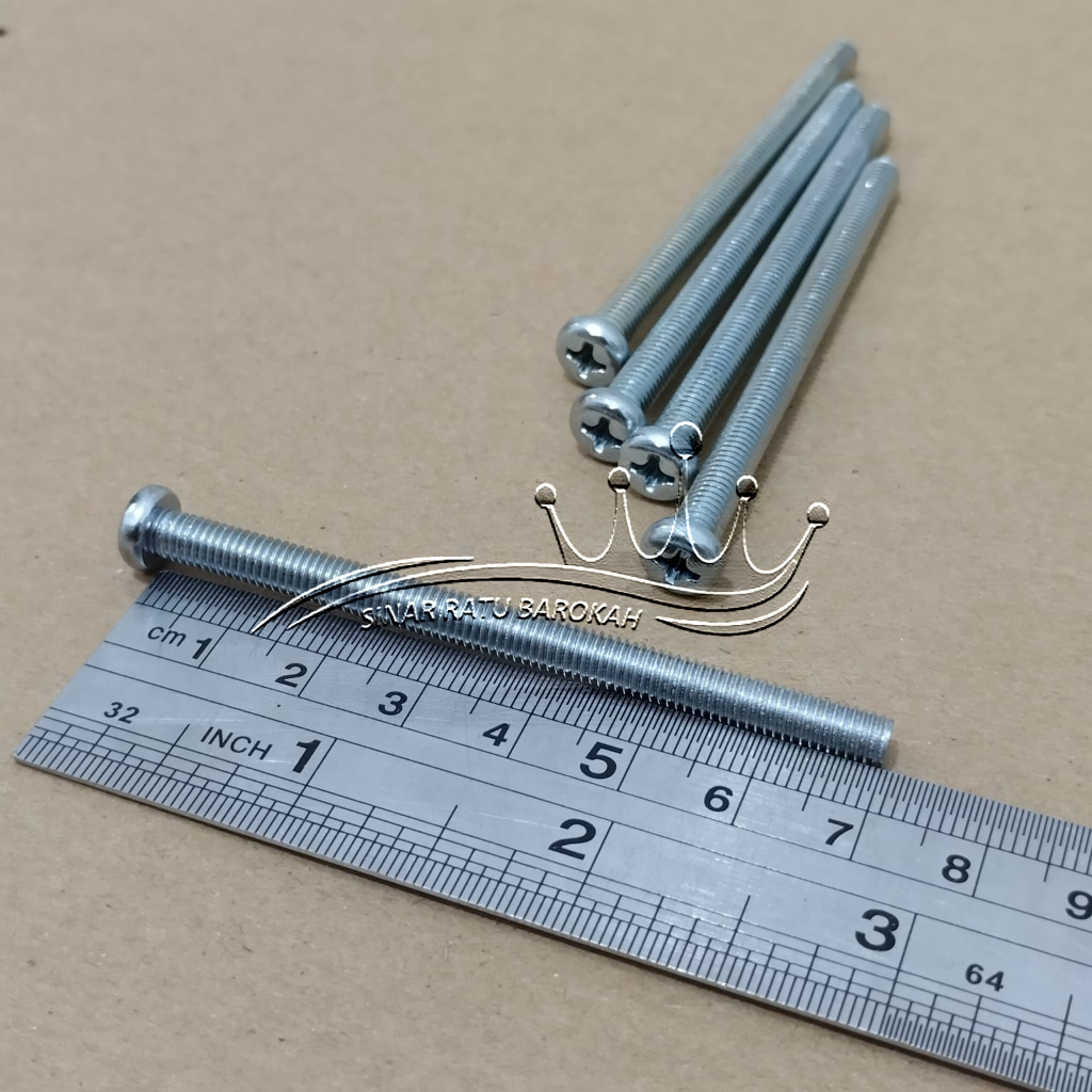BAUT OBENG PLUS JP M5X70 PANJANG 7CM 7 CM M5 X 70 BAUD 5X70 5 X 70 MM 70MM PAN HEAD PUTIH GALVANIZ G