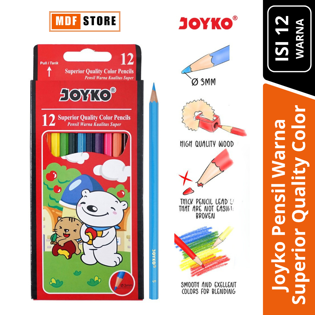 

Joyko Pensil Warna Superior Quality Color Pencils Hexagonal Grip Pb Kelir kayu Pencil Mewarnai Joyko