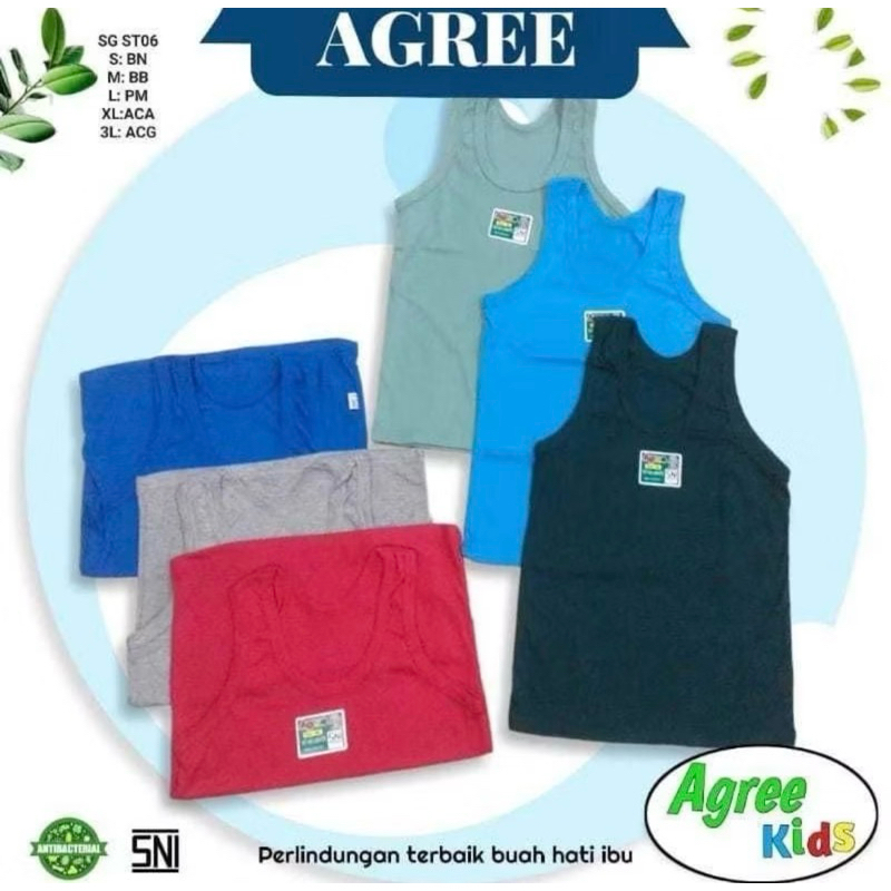 [6pcs] SINGLET anak merk AGREE kids ST06 (warna)