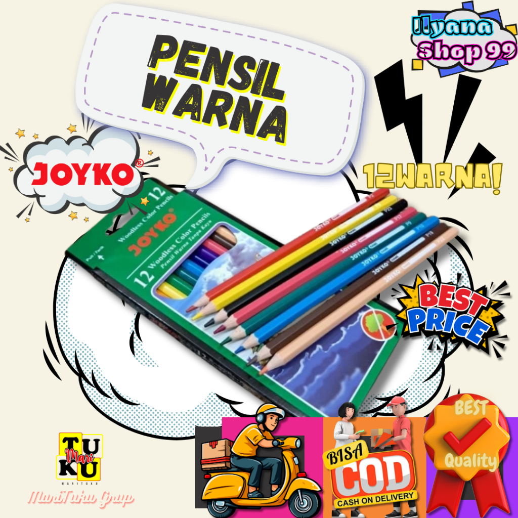 

Pensil warna joyko 12P / pensil gambar joyko 12 warna