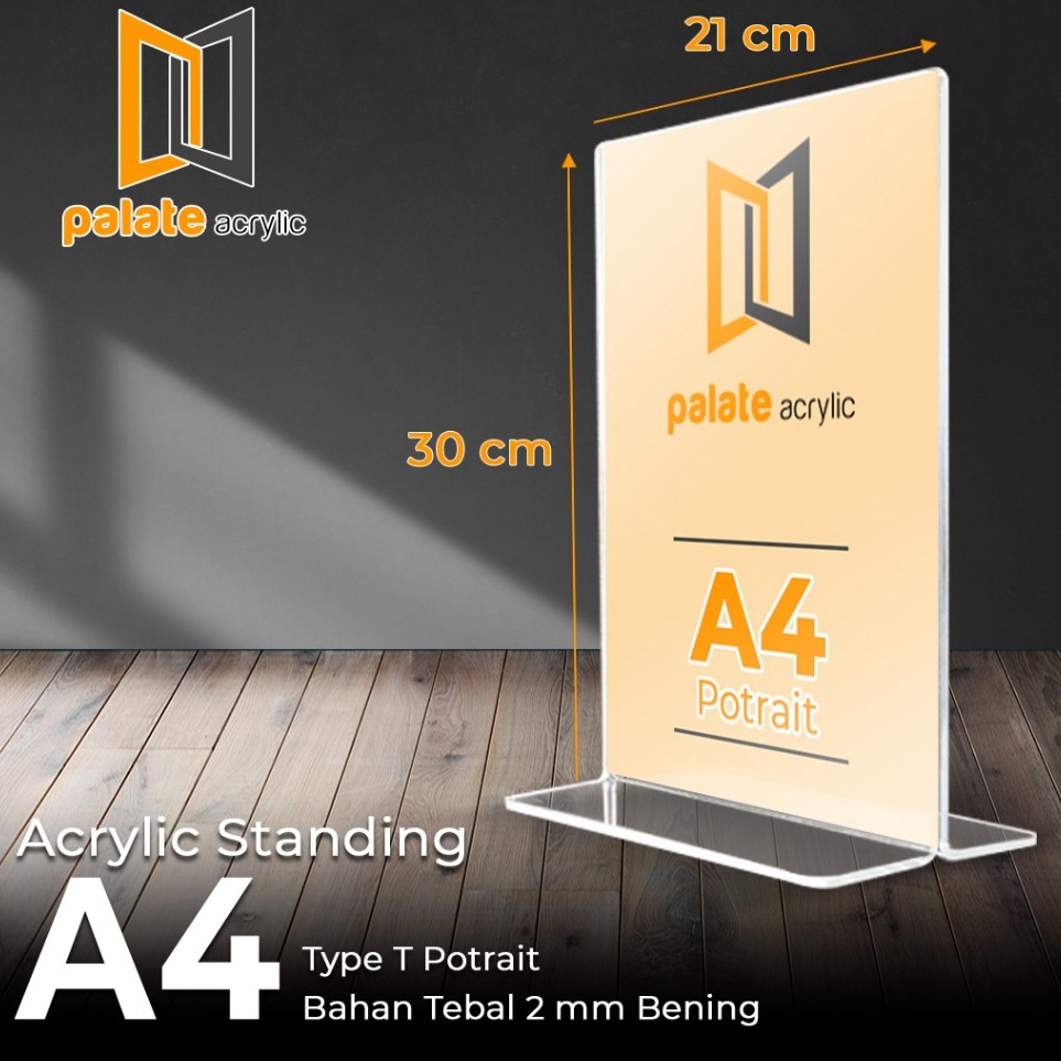 

KODE D38N ACRYLIC TENT HOLDER AKRILIK BROSUR A4 T PORTRAIT 2MM