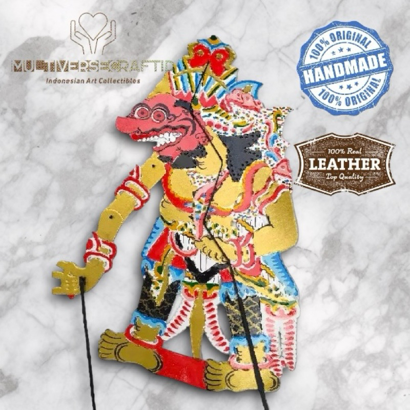 Miniatur Wayang Kulit Asli 30cm Kumbokarno Kumbakarna Bahan Kulit Sapi