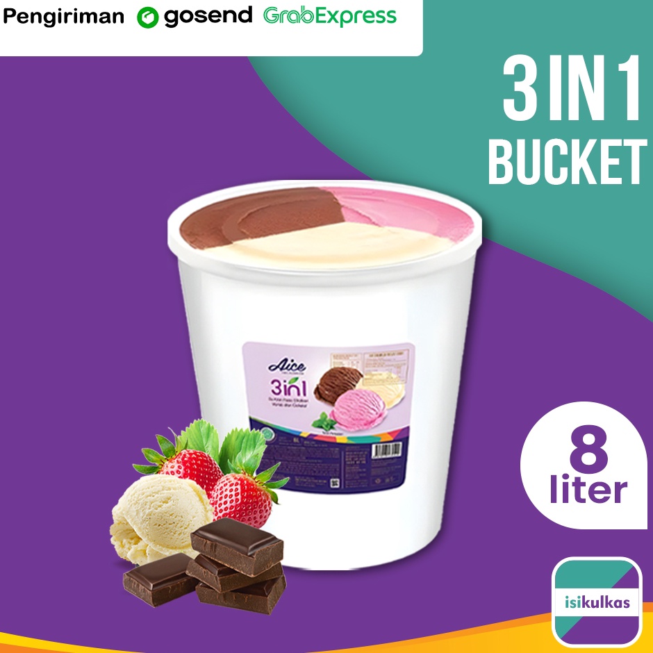 

Semuanya baru Ice Cream AICE 3 Mix Es Krim Neopolitan Ember 8 Liter