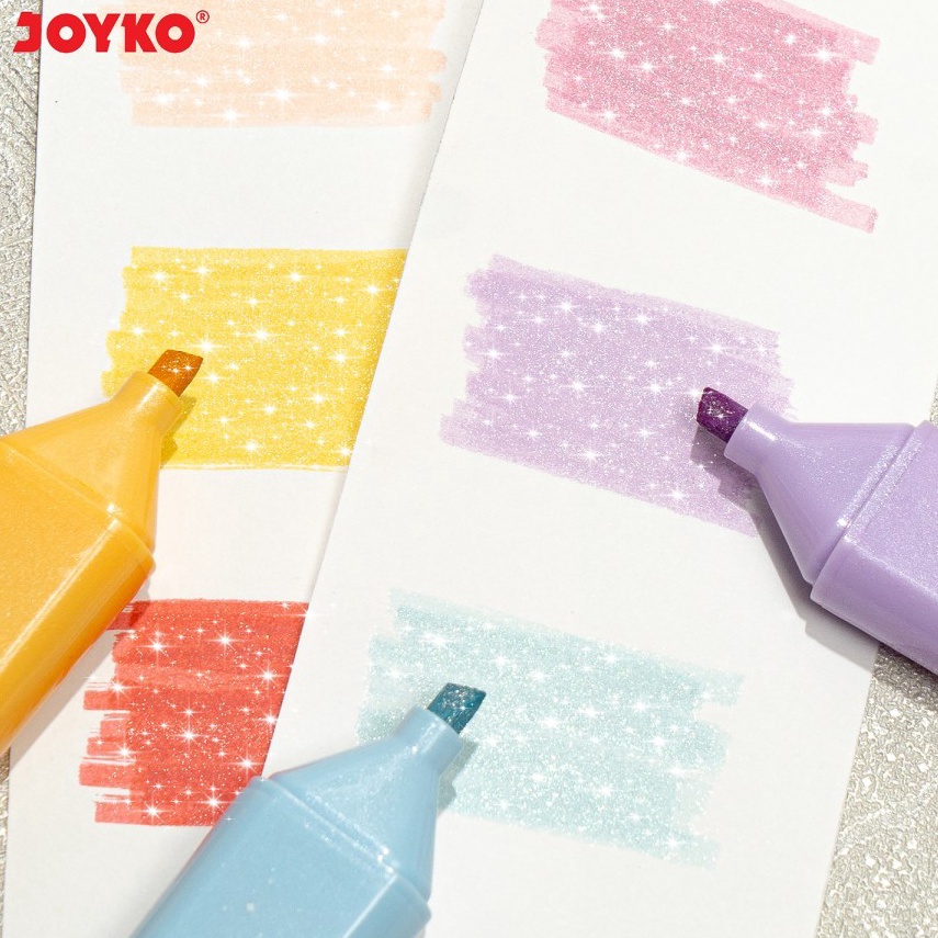 

KODE Y76U Stabilo Penanda Berwarna Highlighter Joyko HL86 6 Warna Glitter 1 Set