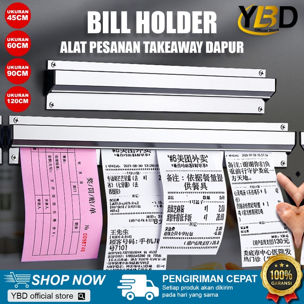 

KODE V56L Bill Holder Receipt Holder Capitan Nota Stainless 45x6 cm66cm96cm Alat Takeaway dapur Receipt Holder Penjepit Kertas Bon Bill Tab Grabber Aluminum Bill Holder Restaurant Getra Cafe bill holder restaurant