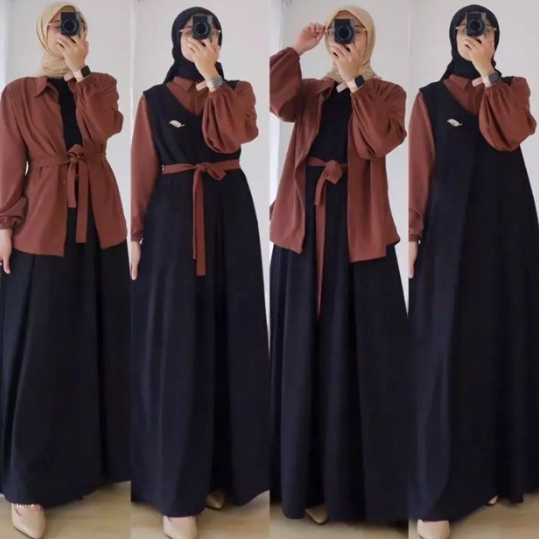 Baru Gamis Overall  Gamis Terbaru 224 Lebaran Wanita Import Terbaru Crinkle Airflow Size Big Jumbo  