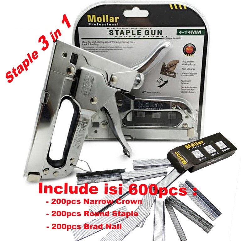 

KODE J32G Gun Tacker Alat Staples dan Paku Tembak 3in1 Staple Gun Mollar 414mm