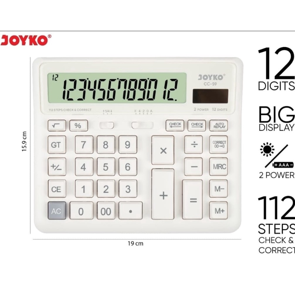 

KODE L12B KALKULATOR CHECK CORRECT JOYKO CC59 Calculator Desktop CC59 Jumbo 12 Digit