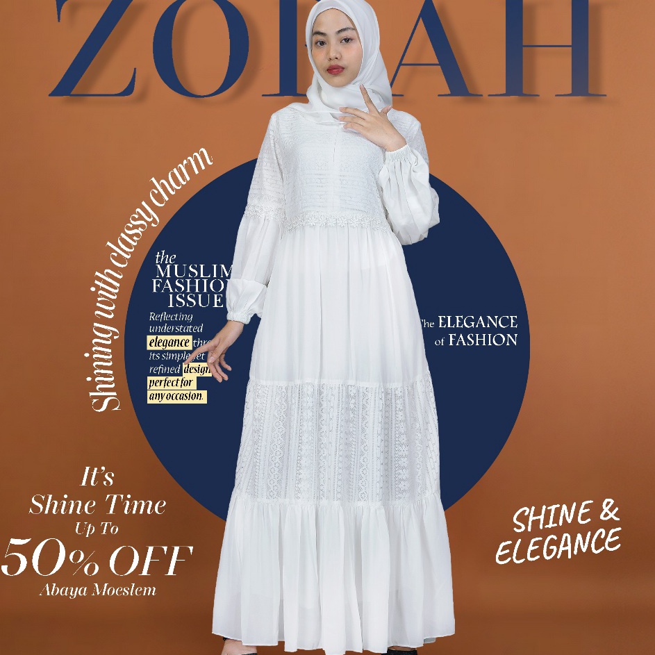 NEW ZORAH  Gamis putih brokat wanita simple elegan busui  wudhu friendly  dress brukat putih wanita 