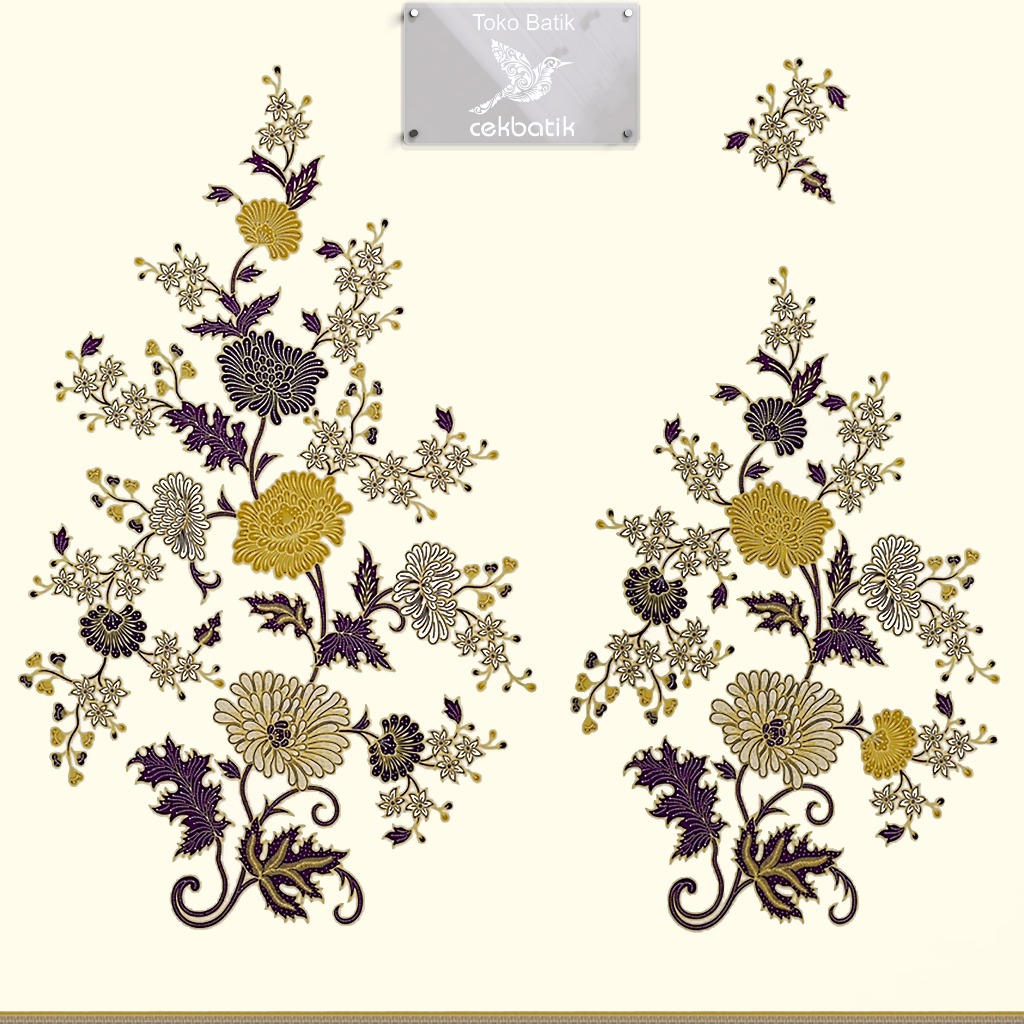 kain batik - Motif Bunga Manis V60 Warna Dasar White Cream (Soft) Ungu