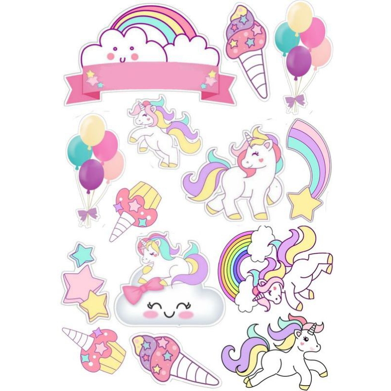 Cetak Topper Unicorn, Topper Kue Ultah Murah