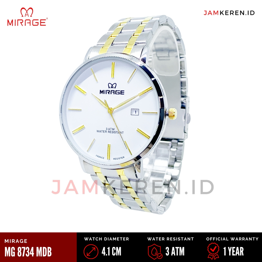 JAMKEREN Mirage Original 8734 M Jam Tangan Pria Stainless Steel Fashion Anti Air Garansi Resmi