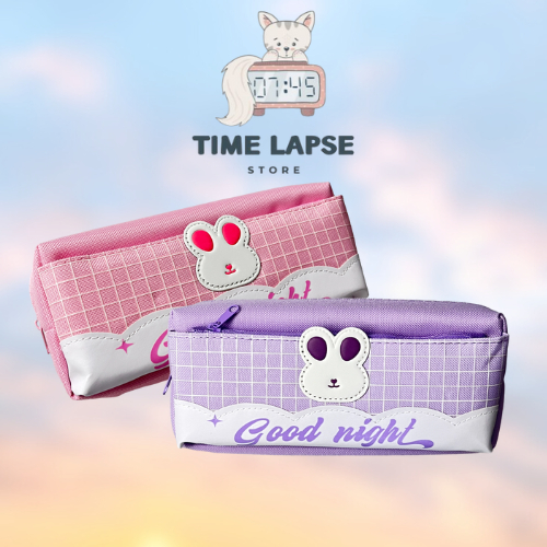 

Tempat Pensil Anak Perempuan Bahan Kanvas Kotak Pensil Karakter Kelinci Good Night Multifungsi