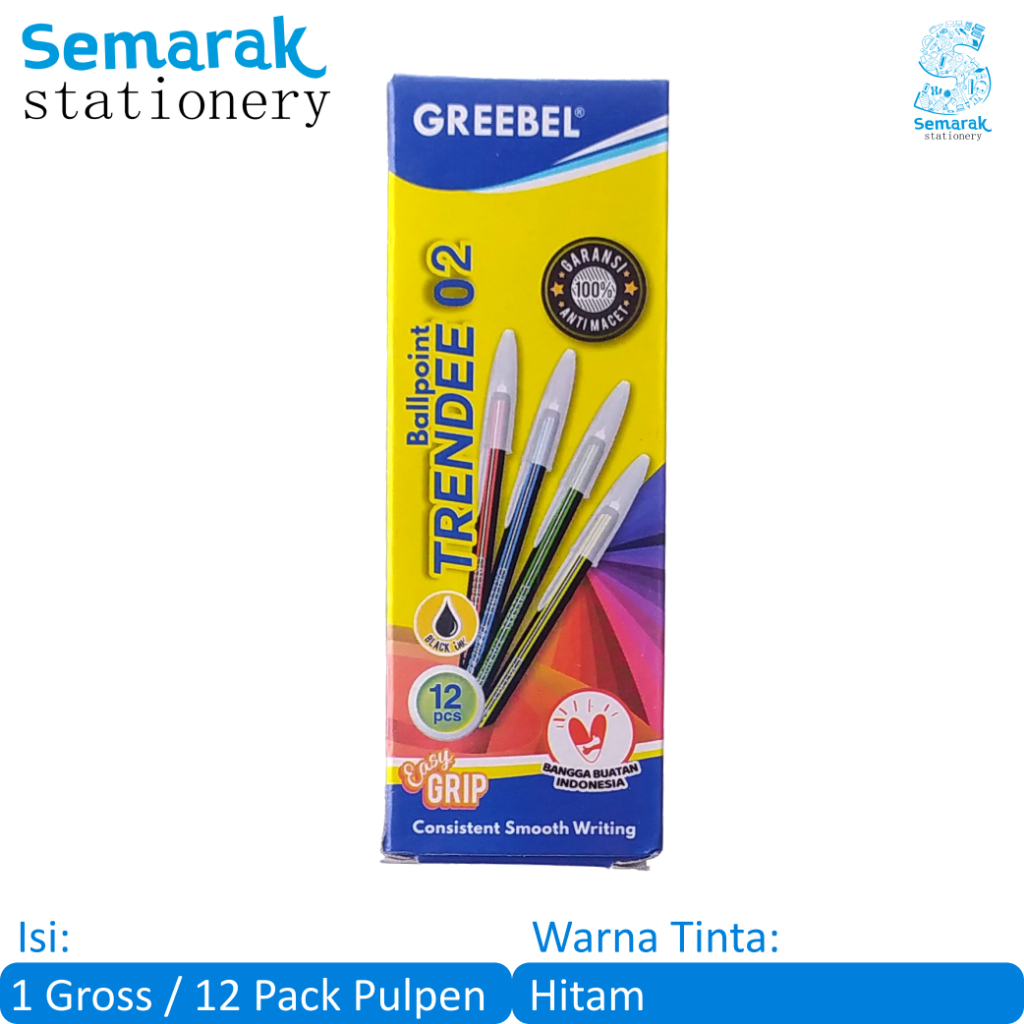 

Greebel Ballpoint Trendee 02 Pulpen Motif Ulir - Hitam [1 Gross / 12 Pack / 144 Pcs]