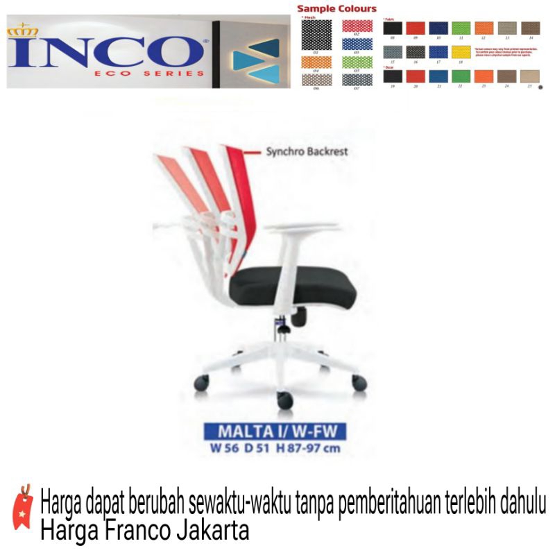 KURSI KANTOR MALTA I/W/CR INCO KURSI STAFF SEKRETARIS KURSI KERJA KURSI JARING