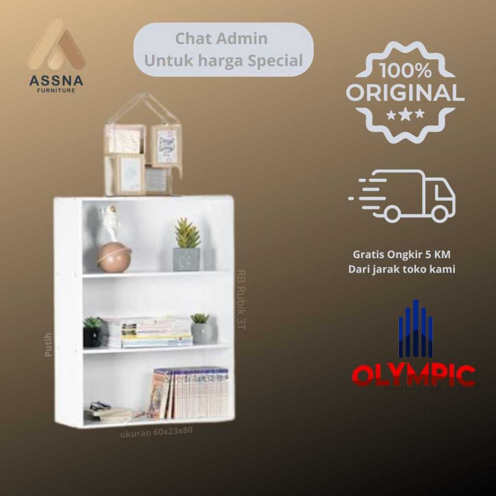 Olympic Rak Putih Rak Lemari Buku White RB Rubik 3T