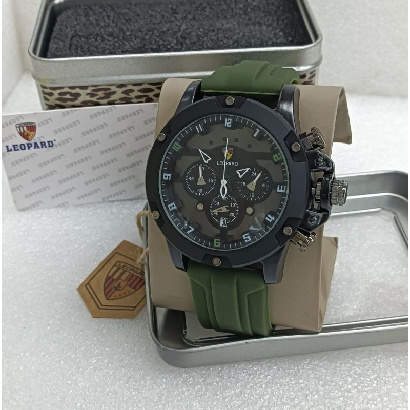 Jam Tangan Leopard Pria Strap Rubber