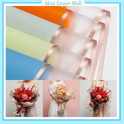 

Transparent Gold Frame Cellophane Double List Flower Wrapping Waterproof Paper Kertas Buket Bunga KB6132