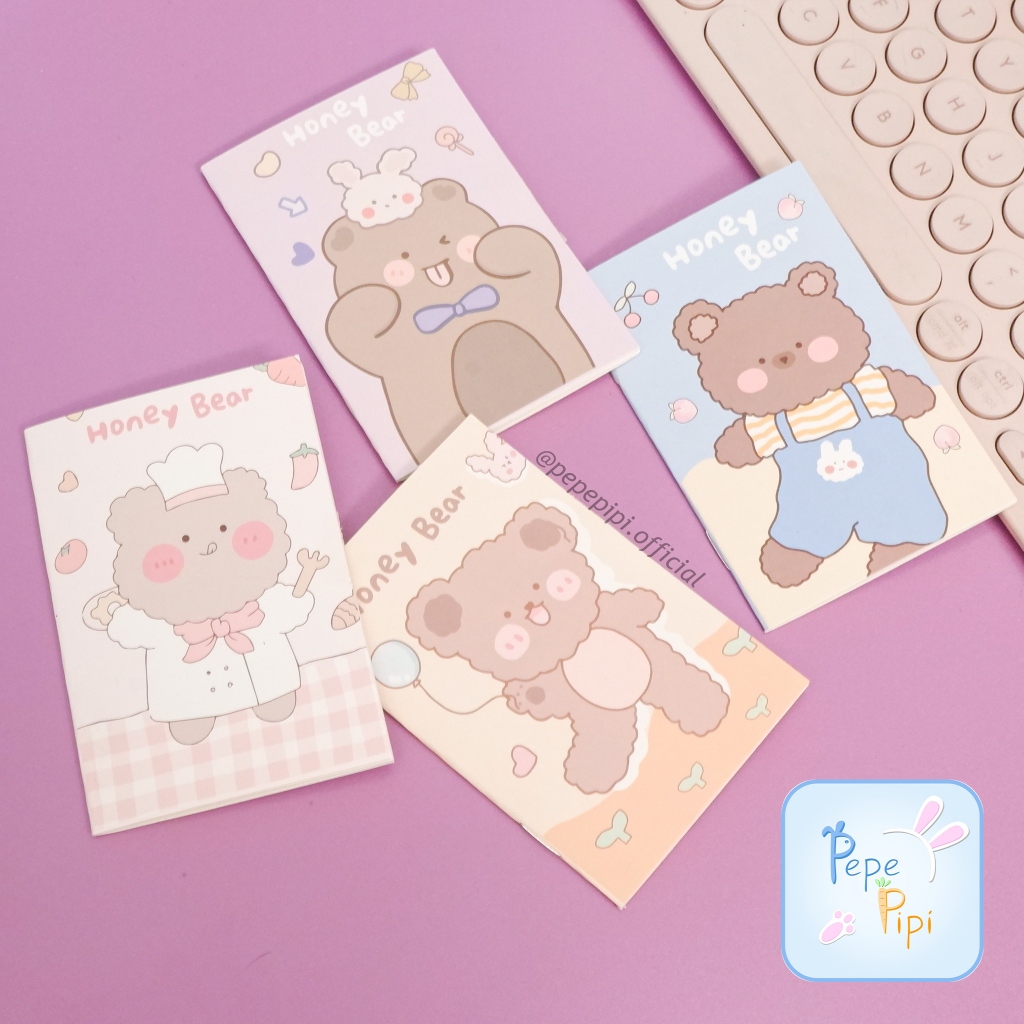 

Notebook A7 Honey Bear HX-807 Note Book Buku Catatan Memo Kecil Beruang coklat Notepad