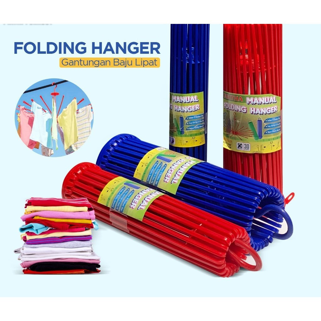 Folding Hanger Bulat Jemuran Gantungan Baju Bayi Kaos Kaki Plastik 24 Tangkai