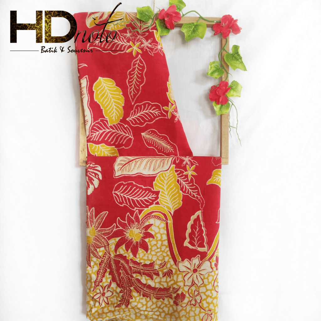 HDnoto Oleh-Oleh Batik Belitung Cetam Motif Daun Simpor Kombinasi Daun Monstera