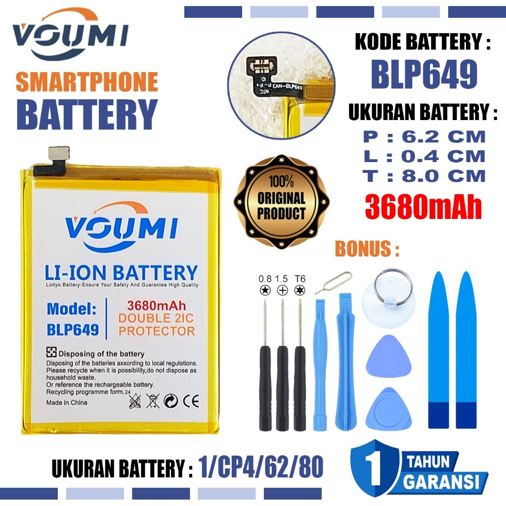 VOUMI BLP649 Baterai Battery Double IC Power high Capacity Compatible Hp Oppo A83 - A83T - A83M - A1