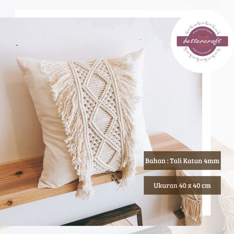 Sarung Bantal Macrame 40x40 | Sarung Bantal 40x40 |Sarung Bantal Aestetic|  Dekorasi Rumah