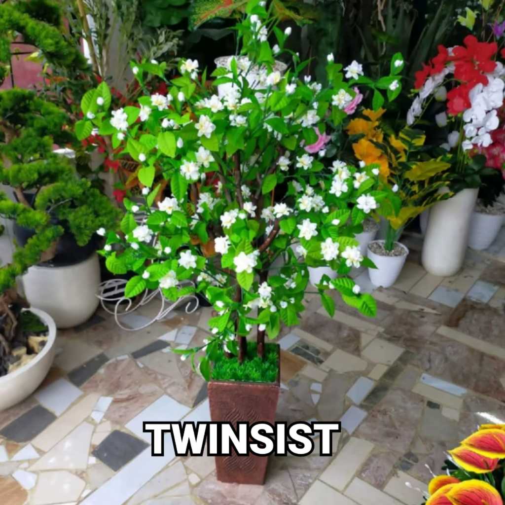 Pohon Bunga Melati Plastik Artificial Palsu Tinggi 120 cm / Bunga Melati Plastik / Pohon Hias Plasti