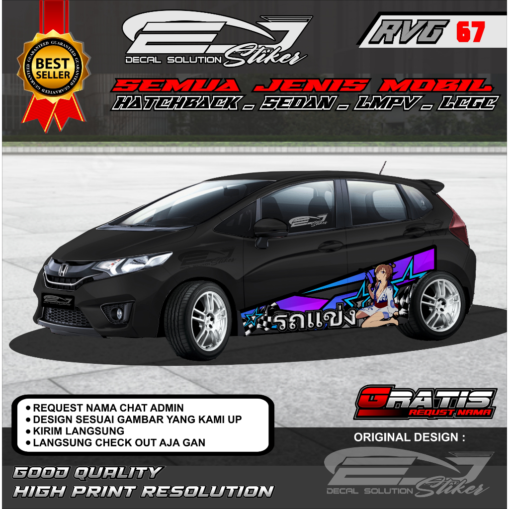 STIKER MOBIL THAILOOK LIVERY JAZZ YARIS AVANZA XENIA GRATIS REQUEST NAMA RVG-67